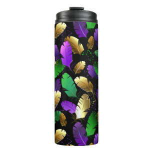 Termo Patrón continuo con plumas de Mardi Gras