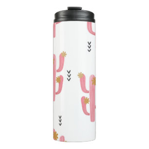Termo Patrón de acuarela de cactus rosados