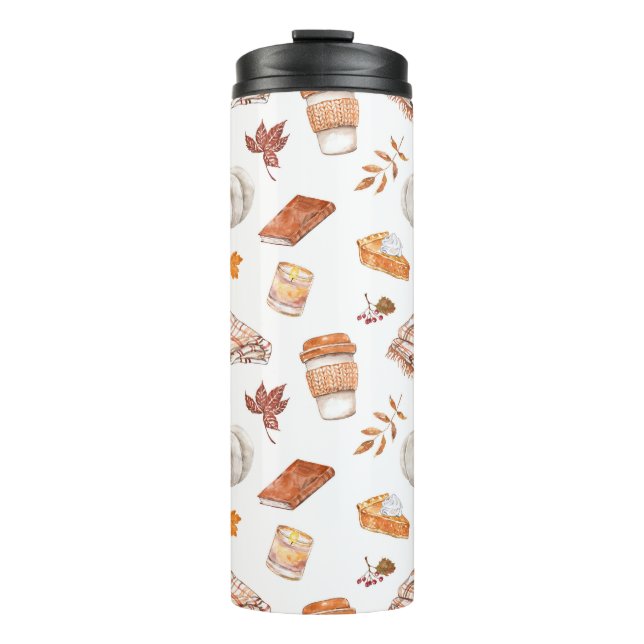 Termo Patrón de acuarela de Cozy Autumn Essentials (Anverso)