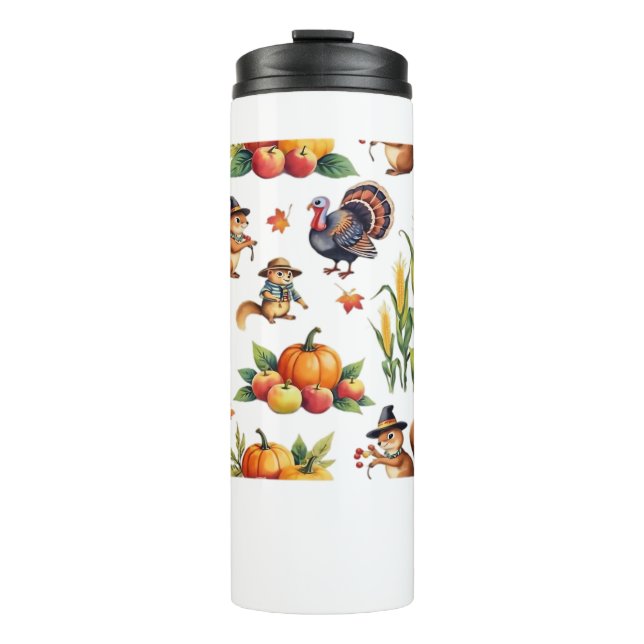 Termo Patrón de acuarela de la cosecha de otoño clásico  (Anverso)