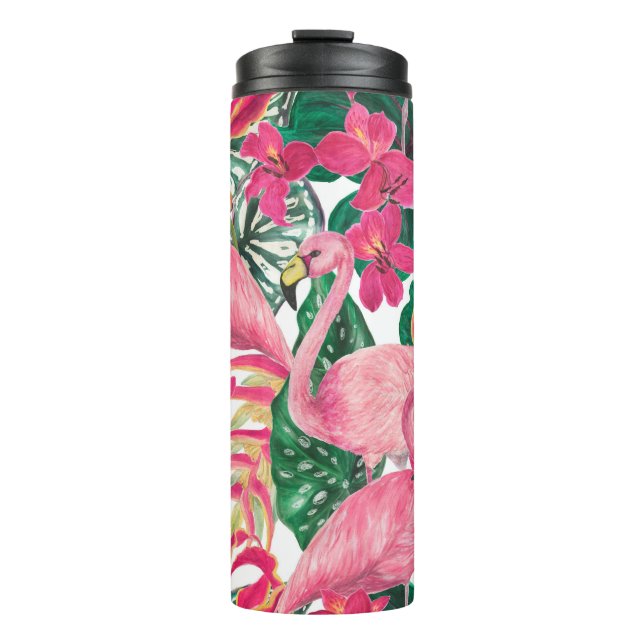 Termo Patrón de acuarela sin fisuras con flamingo (Anverso)