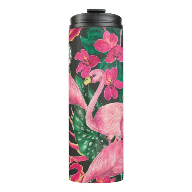 Termo Patrón de acuarela sin fisuras con flamingo (Anverso)