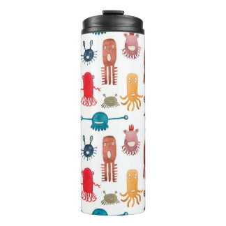 Termo Patrón de acuarela sin fisuras de monstruos divert