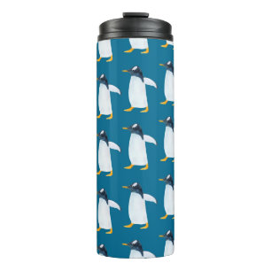 Termo Patrón de acuarela sin foco con pingüino