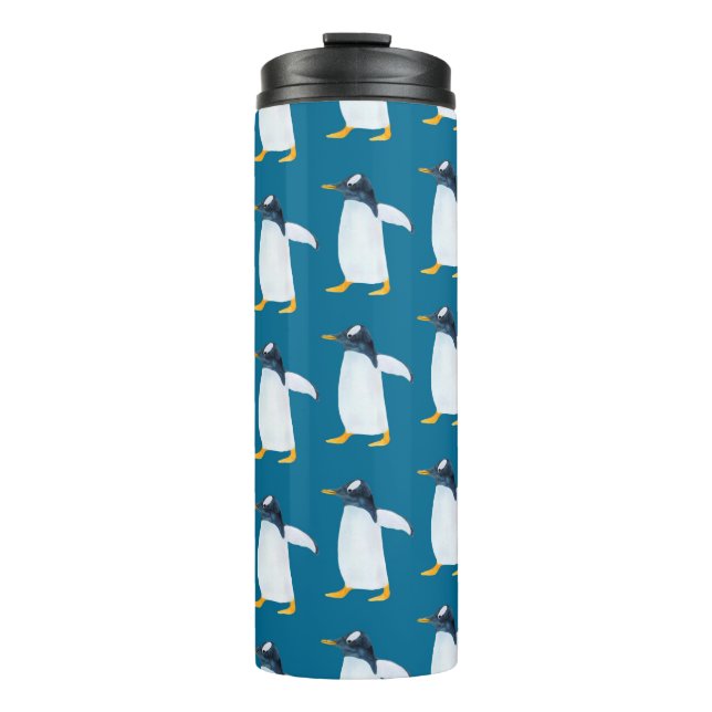 Termo Patrón de acuarela sin foco con pingüino (Anverso)