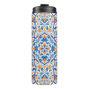 Termo Patrón de adorno azul Naranja de lujo
