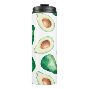 Termo Patrón de aguacate acuarela