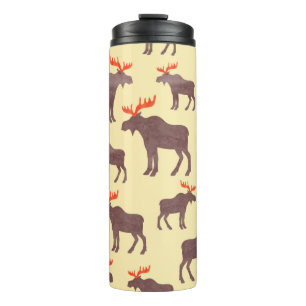 Termo Patrón de alce sin soldadura. Hilo de mosa acuarel