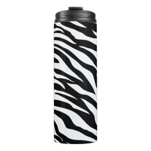 Termo Patrón de animal de safari cebra negro y blanco