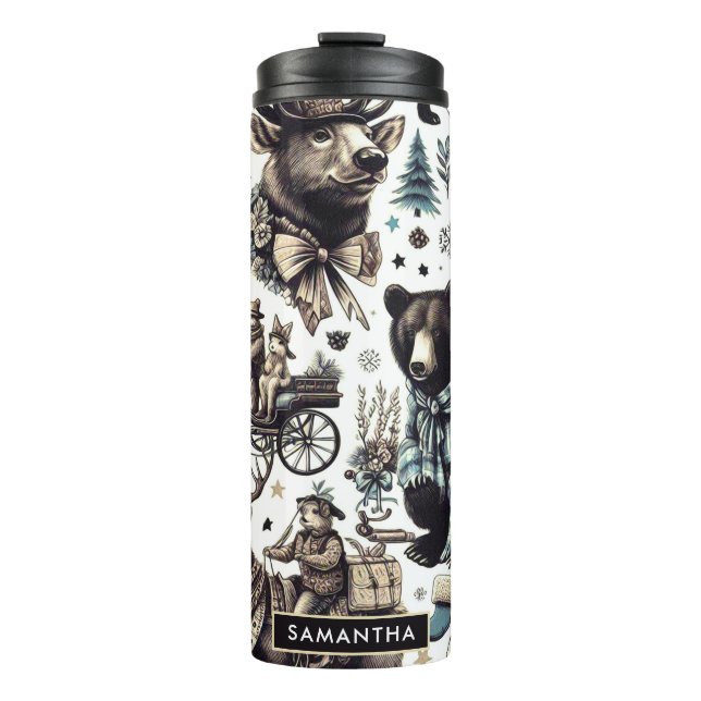 Termo Patrón de animales de invierno vintage (Anverso)