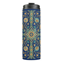 Termo Patrón de arabesco floral persa azul real