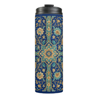 Termo Patrón de arabesco floral persa azul real