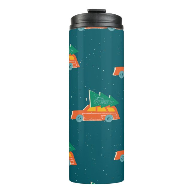 Termo Patrón de árbol de navidad del coche retro (Anverso)