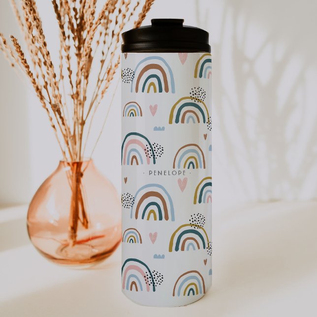 Termo Patrón de arcoíris alegre | Tumbler de monograma (Subido por el creador)