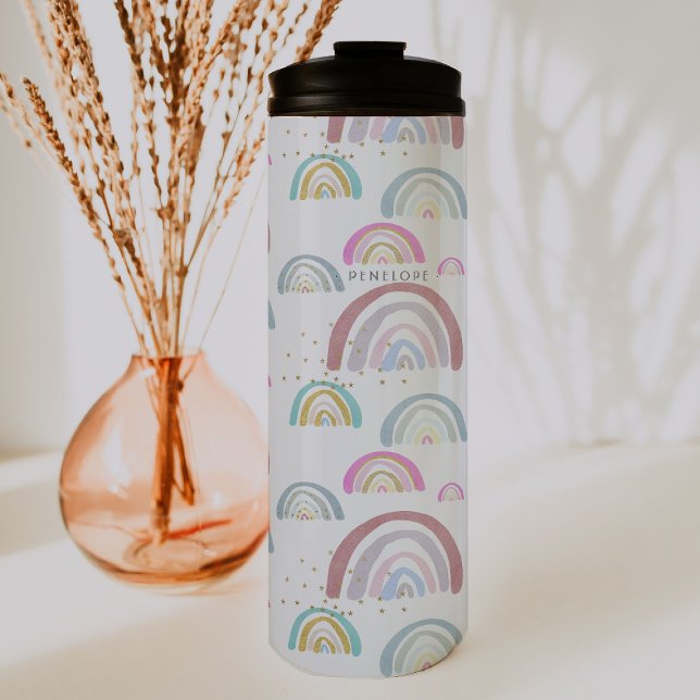 Termo Patrón de arcoíris alegre | Tumbler de monograma (Subido por el creador)
