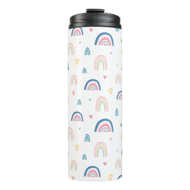 Termo Patrón de arcoiris y corazón (Anverso)
