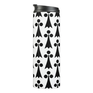 Termo Patrón de armiño, patrón medieval, negro sobre bla