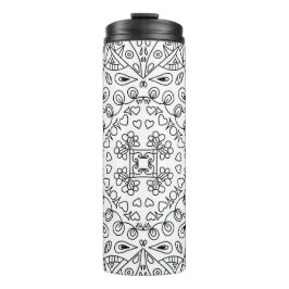 Termo Patrón de arte de la línea blanca y negra monocrom