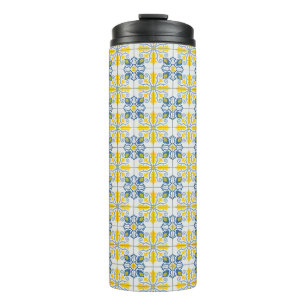 Termo Patrón de azulejos azules y amarillos en portugués
