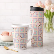 Patrón de baldosas geométricas pastel | Rosa menta