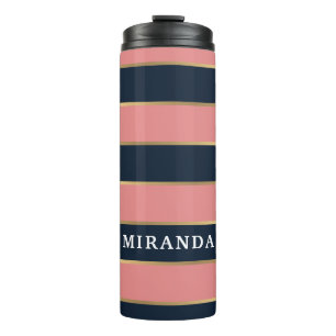 Termo Patrón de banda dorada azul rosa negrita