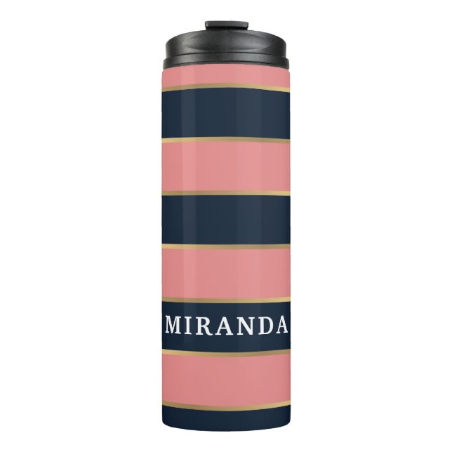 Termo Patrón de banda dorada azul rosa negrita (Anverso)