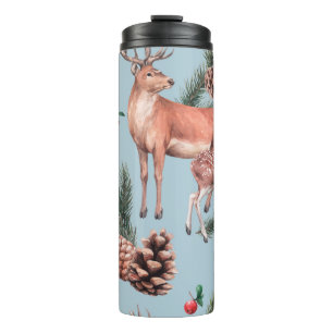 Termo patrón de boceto animal con conos de pino de cierv