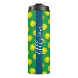 Termo Patrón de bolas de tenis, nombre blanco Océano azu