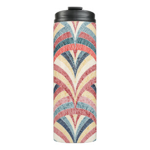 Termo Patrón de bordado sin foco. Huella bohemia ondulad