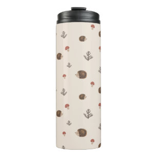 Termo Patrón de bosque de edgehog y hongos