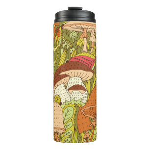 Termo Patrón de bosque dibujado a mano con diferentes ti