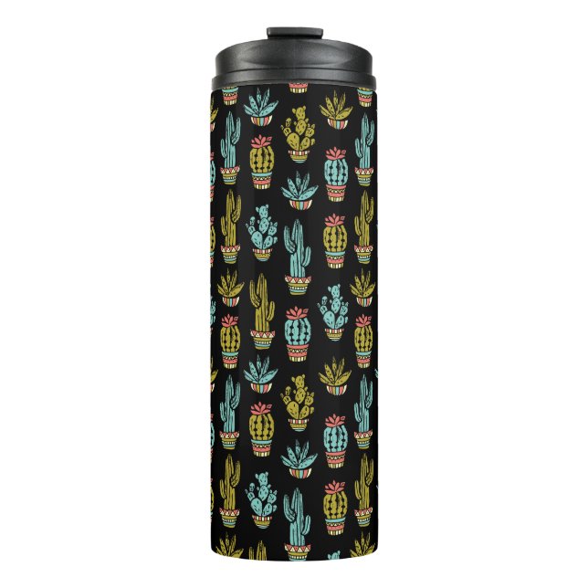 Termo Patrón de cactus de grunge oscuro (Anverso)