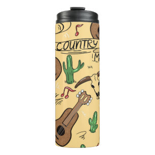 Termo Patrón de cactus de guitarra de música country