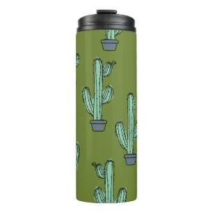 Termo Patrón de cactus dibujado a mano