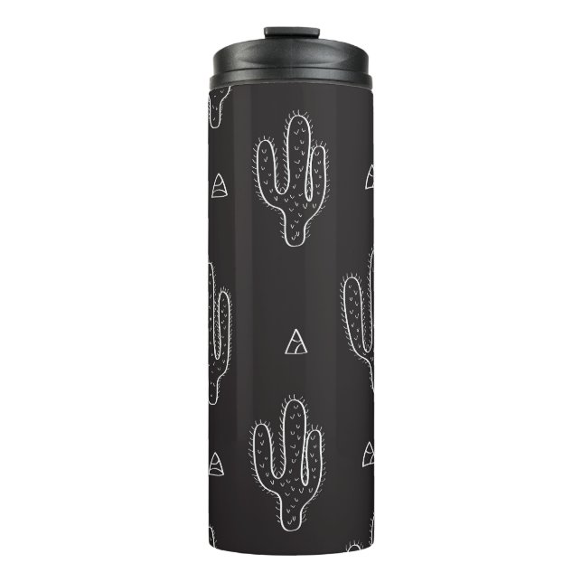 Termo Patrón de cactus negro dibujado a mano (Anverso)