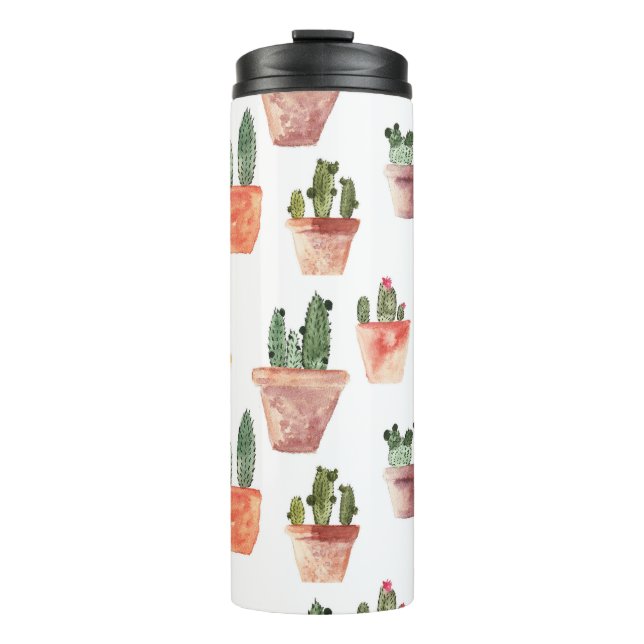 Termo Patrón de cactus pulido verde marrón (Anverso)