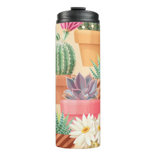 Termo Patrón de cactus sin fisuras y suculento detallado