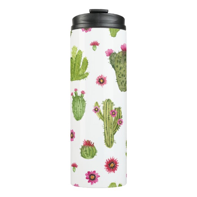 Termo Patrón de cactus verde pintado a mano (Anverso)