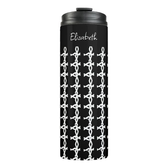 Termo Patrón de cadena asombrosa, mínima, negra y blanca (Anverso)