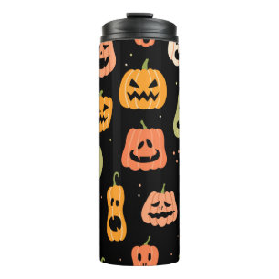 Termo Patrón de calabaza sin fisuras de Halloween. Mano