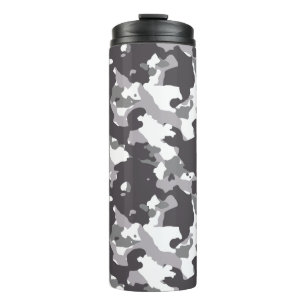 Termo Patrón de camuflaje del ejército gris, negro y b