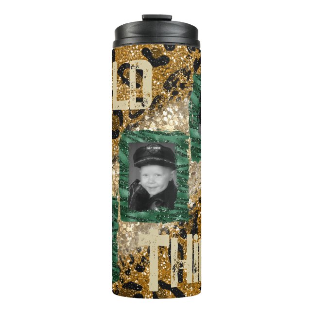 Termo Patrón de cebra de leopardo fotográfico personaliz (Anverso)