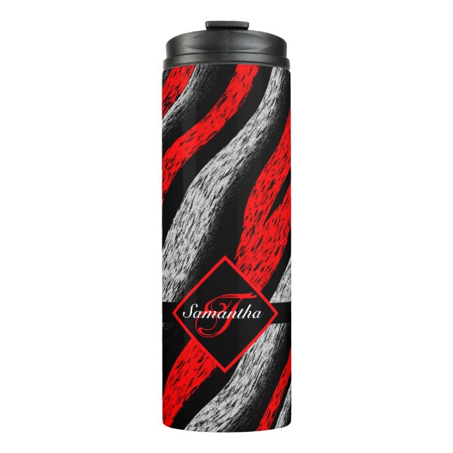 Termo Patrón de cebra monogramado (Anverso)