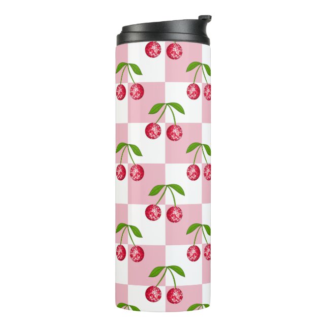 Termo Patrón de Checker de Cereza de Bola de Disco (Rotado hacia la izquierda)