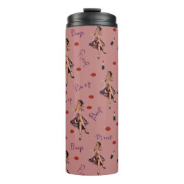 Termo patrón de chica de anclaje rosa