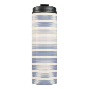 Termo Patrón de cinco rayas azul-gris y beige