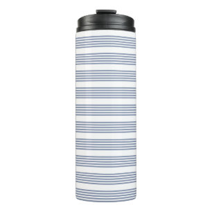 Termo Patrón de cinco rayas azul-gris y blanco