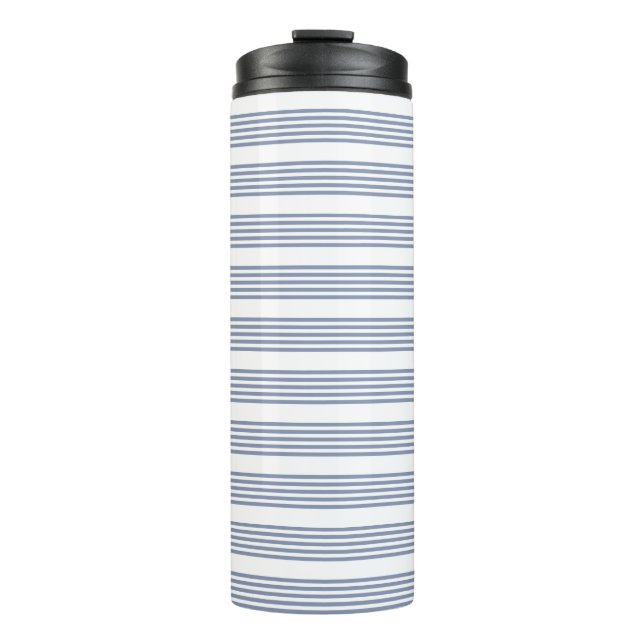 Termo Patrón de cinco rayas azul-gris y blanco (Anverso)