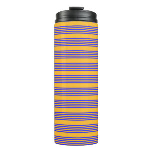 Termo Patrón de cinco rayas azul y amarillo eléctrico