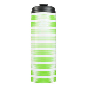 Termo Patrón de cinco rayas blanco y verde limón